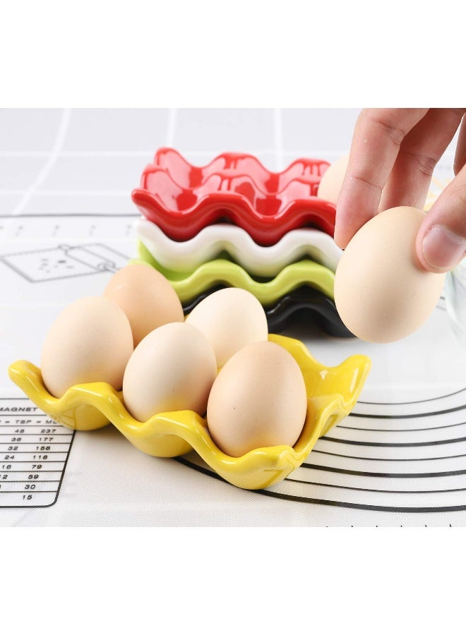 forkmannie Ceramic Egg Holder 6 Cups Egg Tray Porcelain Fresh Egg Holder for Fridge Countertop Kitchen Storage (White) - Image 5